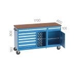8425 – MOBILE WORKBENCH WITH 12 DRAWERS , CUPBOARD AND LIGHTING SYSTEM