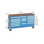8430 – MOBILE WORKBENCH WITH 7 DRAWERS AND 2 CUPBOARDS