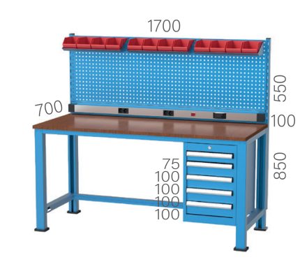 3140 – 5 ÇEKMECELİ ASKI PANOLU RAFSIZ ÇALIŞMA TEZGAHI