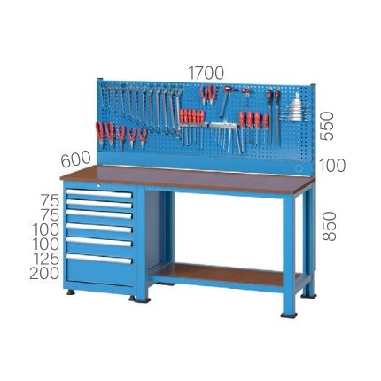 3186 – WORKBENCH 6 DRAWERS and PEGBOARD