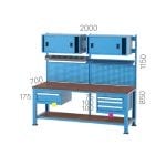 3270 – WORKBENCH WITH 6 DRAWERS, LINBIN BOXES  AND UPPER CABINET
