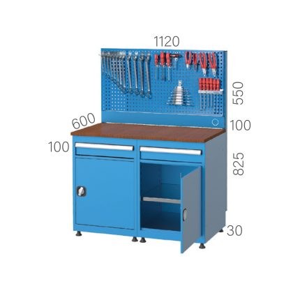 3465 – DUAL BENCH 2 DRAWER CABINET and PEGBOARD