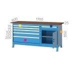 3485 – 1 ÇEKMECE DOLAPLI, 6 ÇEKMECELİ, DOLAPLI, ASKI PANOLU 2’Lİ ÇALIŞMA TEZGAHI