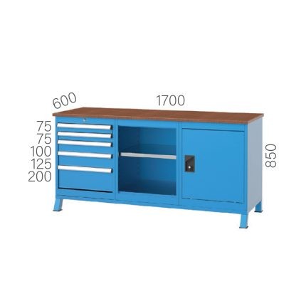 3621 – WORKBENCH 2 DOOR CABINET and 5 DRAWERS