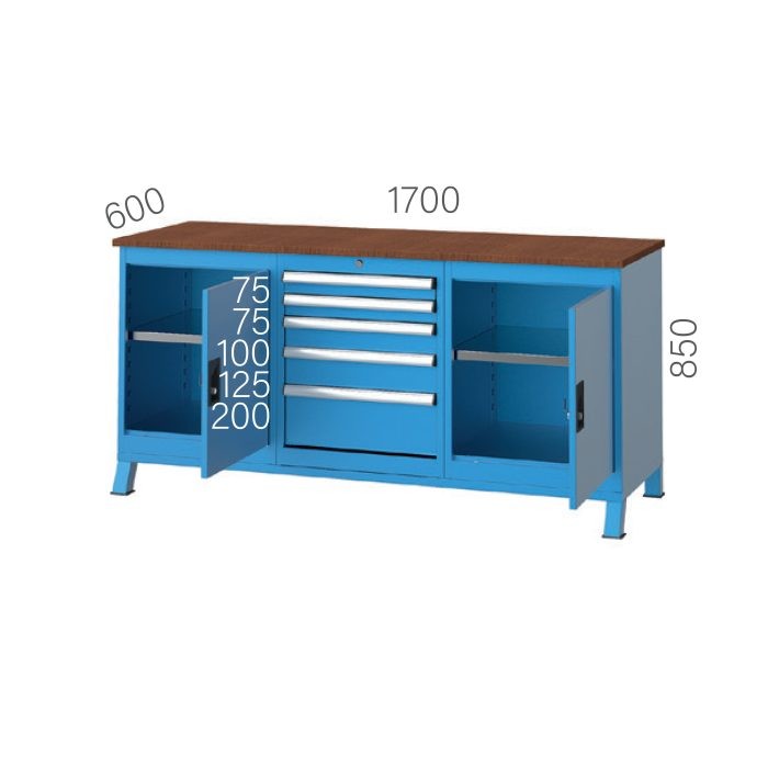 3621 – WORKBENCH 2 DOOR CABINET and 5 DRAWERS