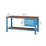 3740 –  WORKBENCH WITH  3 DRAWERS , PEGBOARD AND LOWER SHELF