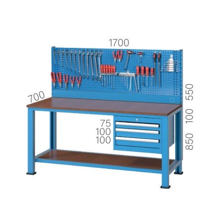 3740 – WORKBENCH 3 DRAWERS and PEGBOARD
