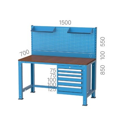 3785 – WORKBENCH 5 DRAWERS, PEGBOARD and SHELVES