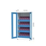 2120 – CNC TOOL CABINET WITH  3 DRAWERS, 2 INCLINED CNC HOLDER SHELVES, 1 FIXED SHELF, PEGBOARD