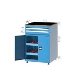 2350 – CNC DOLABI, ÇALIŞMA MASASI VE TAKIM ASMA PANOSU 4 ÇEKMECE, 2 SABIT RAF