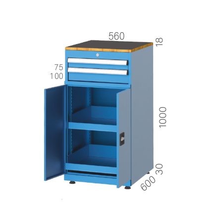 5110 – INDUSTRIAL CABINET 2 DRAWERS, 2 MOVEABLE SHELVES
