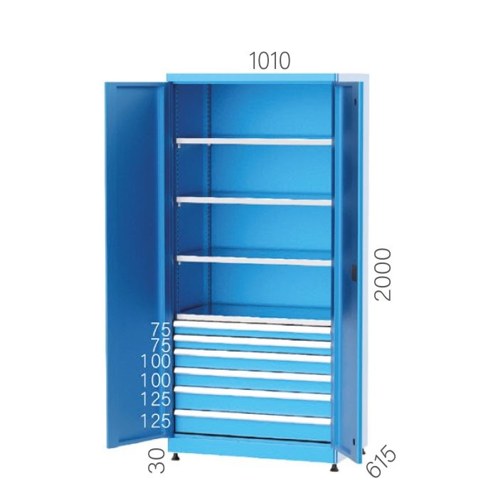 6217 – INDUSTRIAL CABINET 6 DRAWERS and 4 FIXED SHELVES