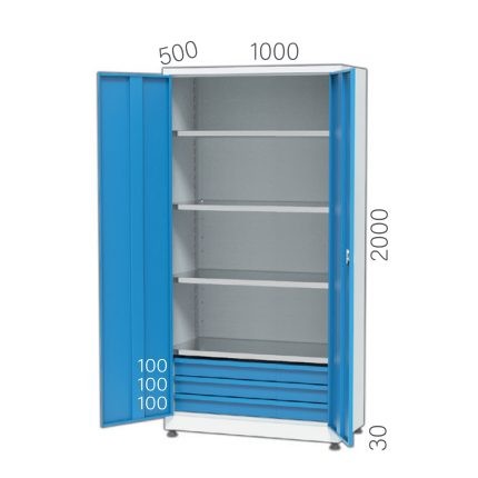 6341 – MATERIAL CABINET 4 SHELVES, 3 DRAWERS (1000X500X2000 MM)