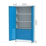 6364 – 4 ÇEKMECELİ, 1 AD.SABİT RAFLI, DOLAP ARKA KISMI VE KAPI İÇLERİ TAKIM ASMA PANOLU, KİLİTLİ KAPILI MALZEME DOLABI