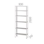 21931-1 – GALVANIZED METAL SHELF EXTENSION UNIT WITH 5 SHELVES (930X310X2000MMH)