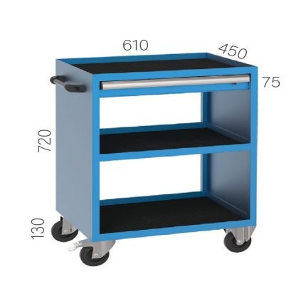 8044 – SIDES CLOSED, 3 LAYER PART HANDLING CART 1 DRAWER