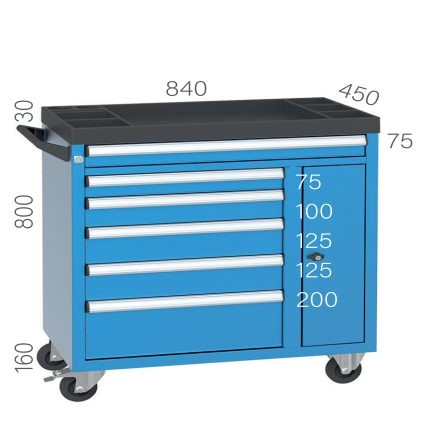 8103 – TOOL CART 1 LONG DRAWER and 5 DRAWERS BELOW and DOOR