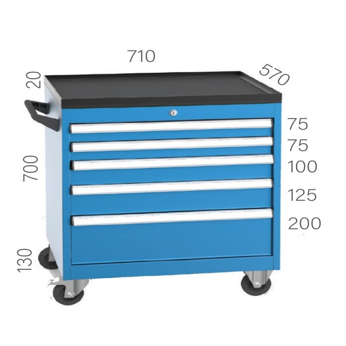 8505 – INDUSTRIAL TYPE TOOL CART 5 DRAWERS (710X570X850mm)