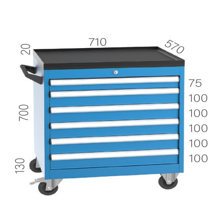 8506 – INDUSTRIAL TYPE TOOL CART 6 DRAWERS (710X570X850mm)